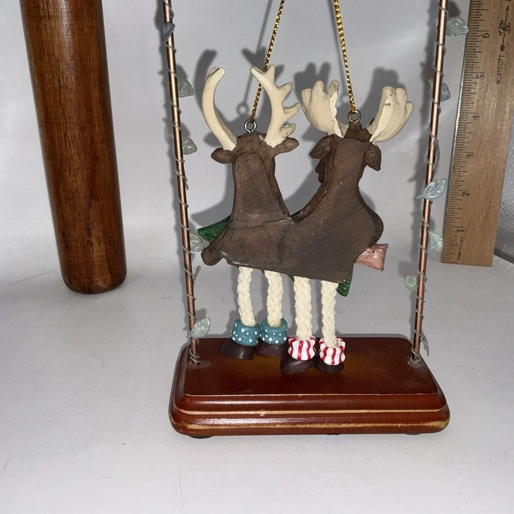 Pair Of Moose From Jasper Canada Hanging Christmas Ornament